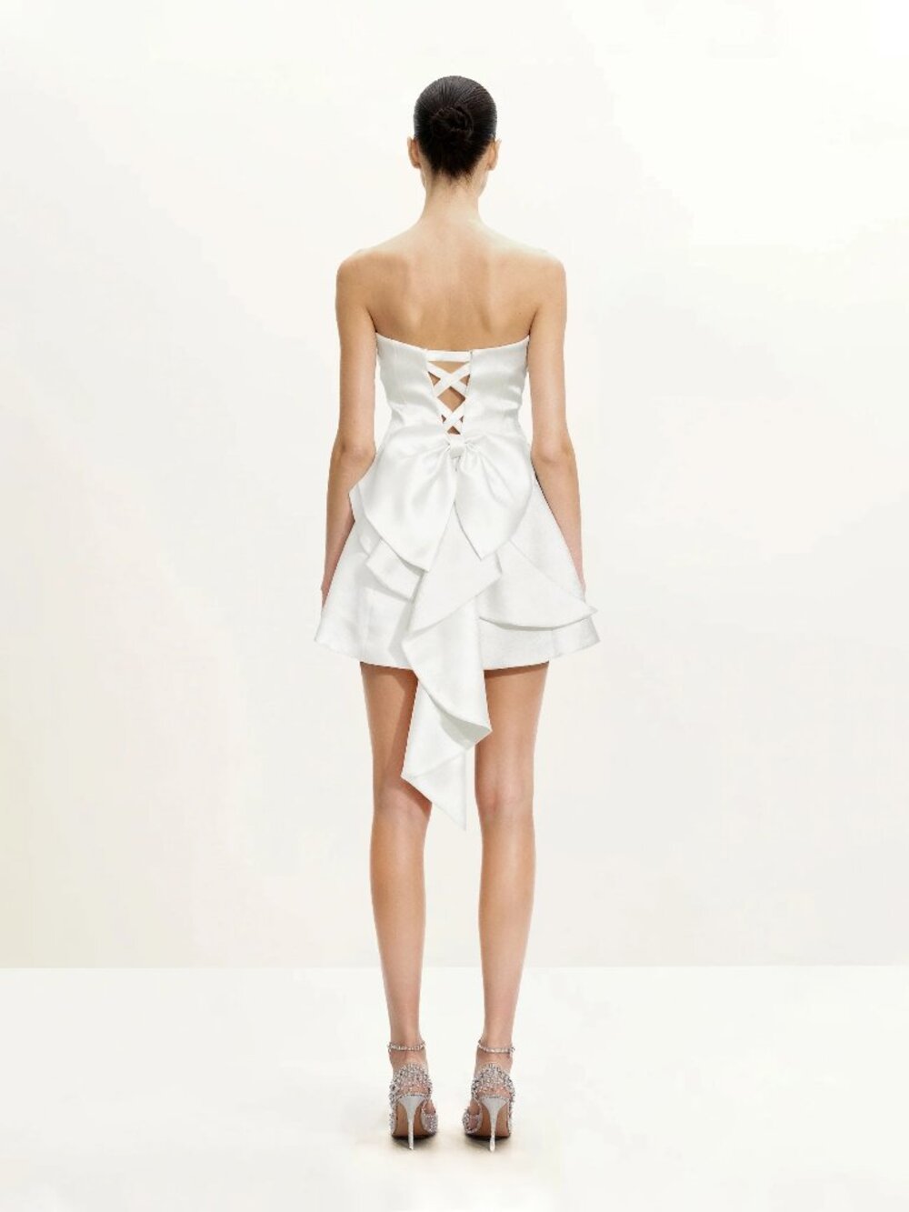 JW PEI Satin Strapless Bow-Back Mini Dress - White